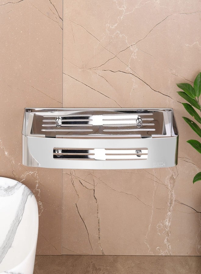 فورتون رف حائط من الفولاذ المقاوم للصدأ عالي الجودة من FORTUNE، رف تخزين متعدد الوظائف / رف مطبخ / سلة تخزين وحامل أدوات الحمام - (12 × 5 بوصة) (طلاء كروم، عبوة من قطعة واحدة) - Image 5